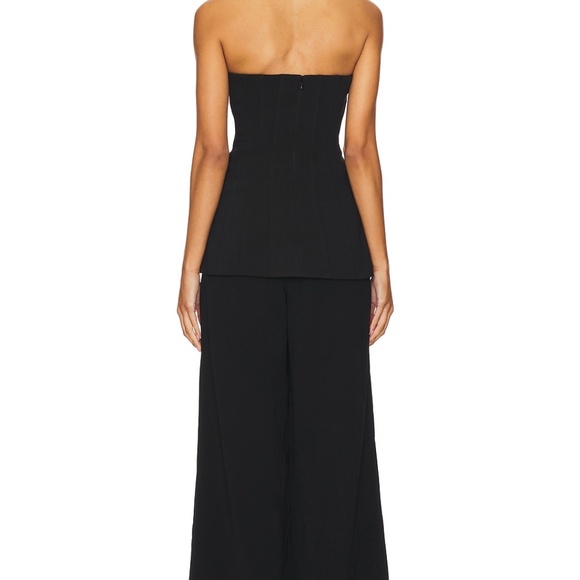 self-portrait Convertible strapless crystal-embellished peplum crepe jumpsuit - Picture 4 of 14